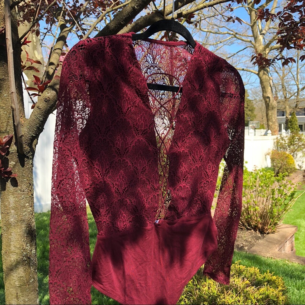 Burgundy Lace bodysuit